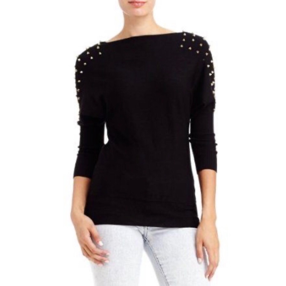 Bebe 2B Studded Spike Shoulder Sweater